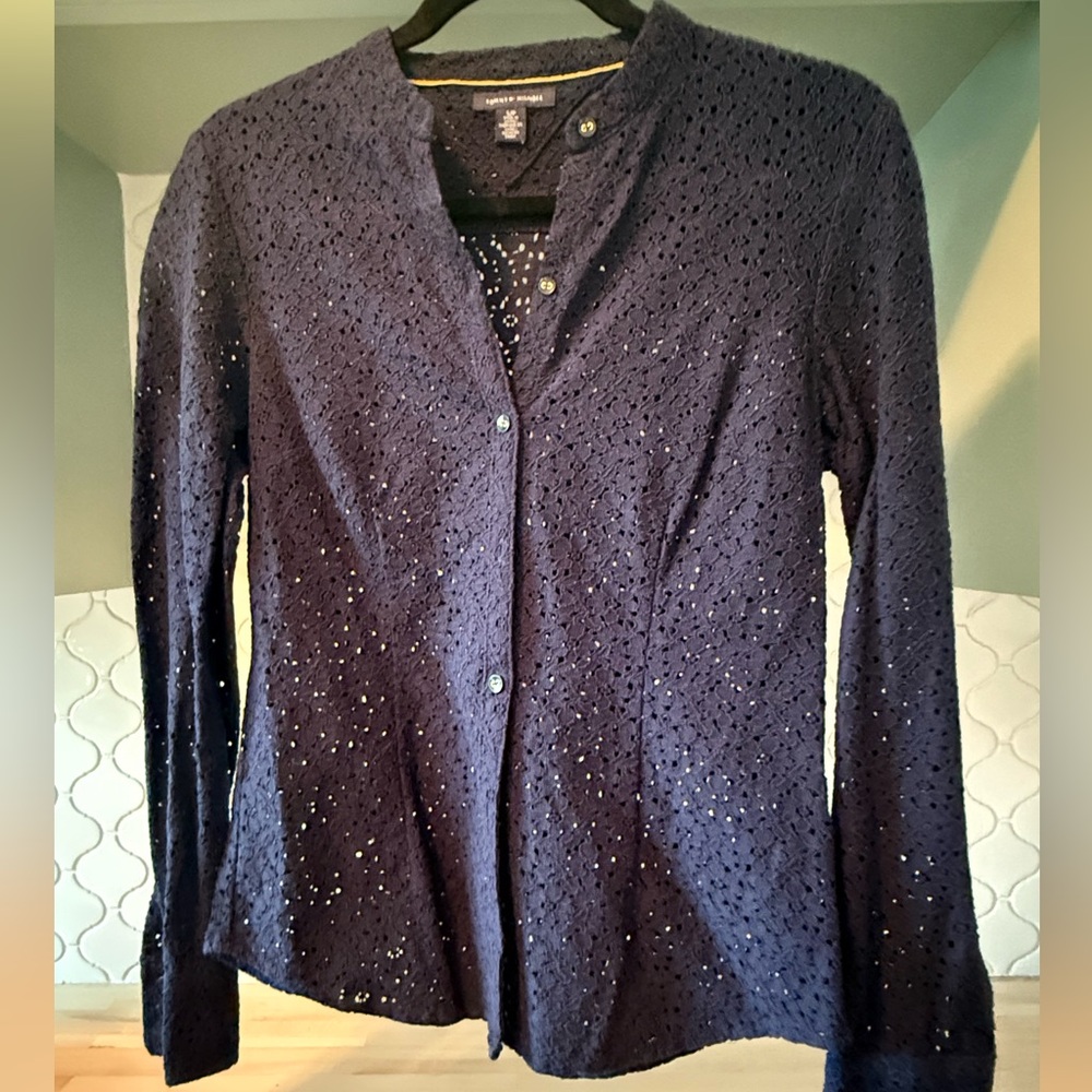 Tommy Hilfiger Navy Eyelet Blouse